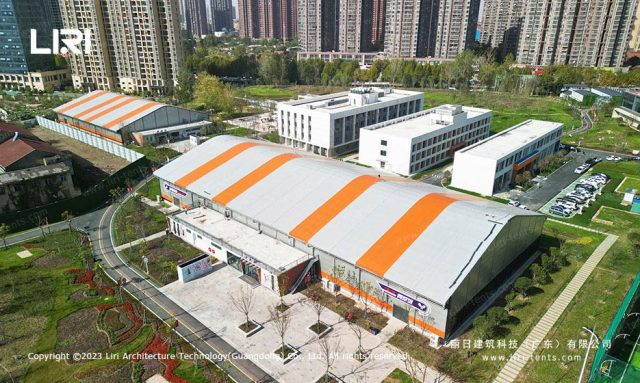 裝配式篷房羽毛球館側(cè)面圖